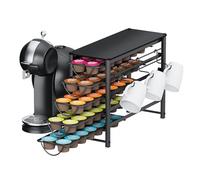 HFHOME 5 Tier Coffee Pod Storge Drawer for Dolce Gusto, 70 Capsules Capacity Pod Holder, Non-Slip Sliding Coffee Holder Organizer, Metal Coffee Pod Storge for Kitchen Small Space Counters