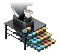 HFHOME Coffee Pod Holder for Dolce Gusto, 90 Capsules Storage Drawer, 3 Tier Thick Metal Coffee Pod Storge, Pods Organizer Drawer with Non-Slip Feet Silent Sliding for Kitchen Office