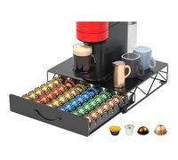 HFHOME Metal Coffee Pod Holder for 48 Nespresso Vertuo & Dolce Gusto Pods, Nespresso VertuoLine Capsule Drawer Organiser Coffee Machine Stand