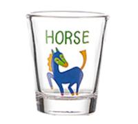 HFHungkeong 1.7 oz Shot Glasses, Cartoon Zodiac Glass Household Creative Wine Cup Interesting and Special Gifts for Friends and Family(Horse)