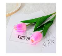 HFHungkeong 10 Pcs PU Fake Tulips Artificial Flowers, Artificial Plastic Flower for Wedding Spring Floral Valentine's Day Mother's Day Easter Table Decorations(Barbie Pink)