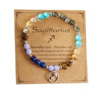 HFHungkeong 12 Constellations Inspiration Healing Crystal Stone Beads Bracelet for Women, Amethyst Bronze Bead Combination Beaded Jewelry Stainless Steel Pendant Bracelet(Sagittarius)