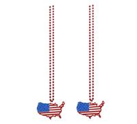 HFHungkeong 2PCS 4th of July Accessories Necklaces, Patriotic Independence Day Red Blue White Necklace USA Flags Pendant(Maps)