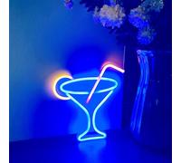 HFHungkeong Bar Neon Sign, LED Wine Glass Neon Light - Battery & USB Dual Powered Night Light Signs for Wall Decor, Cocktail Bar, Restaurant, Shop