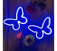 HFHungkeong Butterfly Neon Signs for Wall Office Dorm Wedding Birthday Party Room Decor,Neon Butterfly Led Signs Butterfly Decorations for Teen Girls,USB or 3-AA Battery Powered(2Pack Blue)
