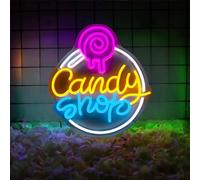 HFHungkeong Candy Neon Sign for Candy Shop Candy Bar Signs for Wall Decor,Halloween Candy Decor neon Sign Light Up Signs Candy Party Decorations Gift for Teen Girl Boy