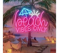 HFHungkeong Dimmable Neon Sign Powered by USB,LED Acrylic Summer Neon Art Light Sea Beach Light up Decor,Personalized Decorative Pink Neonsign for Girls Room Sea Hotel Beach Pool Party