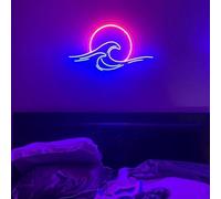HFHUNGKEONG Dimmable Neon Sunset Sunrise Sign Wall Decor,LED Neon Anime Light up Wave Signs, Arylic Neon Decorative Night Lamp Bedroom Living Room Dorm Apartment Bar Hotel, Anime Neon Gifts Teens