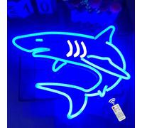 HFHungkeong Dimmable Shark Neon Light Signs with a Timer,LED Acrylic Light up Neon Sign 5V USB Powered for Kids Bedroom Gaming Room Living Room Birthday Ocean Party Wall Decor(15.7x11.8in)