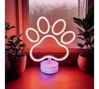 HFHungkeong Dog Paw Neon Sign Lamp with Standable Base and Touchable Switch, USB or 3 AA Battery Powered LED Custom Neon Dog Signs for Bedroom Wall and Room Decor, Man Cave Party, Birthday