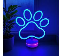 HFHungkeong Dog Paw Neon Sign Lamp with Standable Base and Touchable Switch, USB or 3 AA Battery Powered LED Custom Neon Dog Signs for Bedroom Wall and Room Decor, Man Cave Party, Birthday