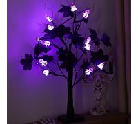 HFHungkeong Halloween Artificial Tree Lamp - 23.6Inch Birch LED Spooky Light USB/Battery Powered Indoor/Outdoor Decor