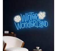 HFHungkeong Hello Winter Neon Sign,Winter Wonderland Neon Sign, Merry Christmas Neon Light, Snowflake Led Light Home Garden Wall Decor
