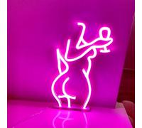 HFHungkeong Lady Back Neon Sign Battery or USB Powered, Lady Cheers Neon Sign,Neon Pink Lady Back Night Light for Teen Girls Dorm Apartment Women Bedroom Party Art Decor Gifts