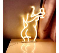 HFHungkeong Lady Back Neon Sign for Girls Women Bedroom Dorm Apartment Wall Decor,Neon Lady Cheers Light Battery or Usb Powered, Lady Neon Light up for Birthday Party Decor Gifts(Warm White)