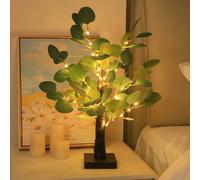 HFHungkeong LED Artificial Eucalyptus Tree Lights Decorative Table Lamps 3xAA Battery or USB Powered for Summer Party, Poolside,Tropical Jungle, Fireplace, Bedroom Bathroom Christmas Decor(21.6Inch)