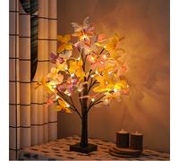 HFHungkeong LED Butterfly Birch Tree Lights Artificial Tree Lamp Lighted Bonsai Tree 3 AA or USB Powered for Bedroom Fireplace Table Decoration(Black)
