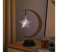 HFHungkeong LED Decorative lamp Table lamp 3D Magic Moonlight Wrought Iron Night Light Christmas Home Decoration Birthday Gift USB Power Supply 5.5 * 5.1 * 11 inches （Pentagram Color）