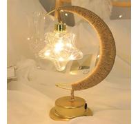 HFHungkeong LED Moon Lamp,Decorative Ramadan Light,Battery Operated or USB Powered Enchanted Lunar Crescent Moon Light Nightstand Nursery Table Lamps for Room Ramadan Decorations