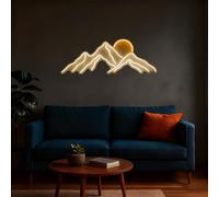 HFHungkeong LED Mountains Sunrise Sunset Wave Neon Signs Dimmable 5V USB Power Neon Lights Wall Art Decorative Lamp for Home Preppy Dorm Salon Decor Bar Party Gifts