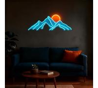 HFHungkeong LED Mountains Sunrise Sunset Wave Neon Signs Dimmable 5V USB Power Neon Lights Wall Art Decorative Lamp for Home Preppy Dorm Salon Decor Bar Party Gifts