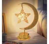 HFHungkeong Moon Lamps LED Decorative Enchanted Lunar Crescent Moon Light,Battery Operated or USB Powered Ramadan Light Nightstand Nursery Table Lamps for Ramadan Gifts