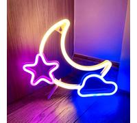 HFHungkeong Moonlight Starry Sky Cloud LED Neon Sign - Neon Sign, 28.5x23.8x2CM, Plastic, Suitable for Birthday Party, Game Room, Bar, Bedroom, Background Decoration, USB or 3AA Battery Powered