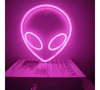 HFHungkeong Neon Alien Head Sign,1Pc Pink Alien Neon Light USB or 3-AA Battery Powered Cool Funny Anime Light up Neon Sign for Bedroom Game Room Wall Art Decor
