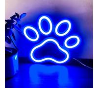 HFHungkeong Neon Sign for Wall Decor, Dog Paw Neon Light Sign Battery or Usb Powered, Wooden Dog Paw-Shape Anime Game Neon Lights for Teens Boys Bedroom Wall Decor,Man Cave Gifts(Blue Dog Paw)