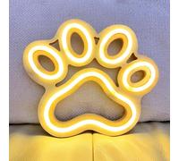 HFHungkeong Neon Sign for Wall Decor, Dog Paw Neon Light Sign Battery or Usb Powered, Wooden Dog Paw-Shape Anime Game Neon Lights for Teens Boys Bedroom Wall Decor,Man Cave Gifts（Warm White Dog Paw）