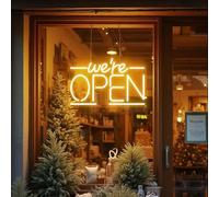HFHungkeong Open Neon Sign LED Neon Light Signs with Dimmable Switch and Free Hanging Chain for Wall Window Decor, Warm White Decor Sign for Store Front Door,Bar Restaurant Hotel Shop Club Decor