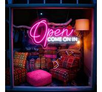 HFHungkeong Open Neon Sign LED Neon Light Signs with Dimmable Switch and Free Hanging Chain for Wall Window Decor, Business Sign Banner for Store Front Bar Restaurant Hotel Shop Club Decor