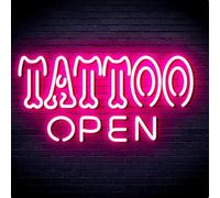 HFHungkeong Pink Neon Sign, LED Tattoo Light with Dimmable Switch, Acrylic Shop Sign Glow Banner for Salon, Studio, Shop Plaque, 12x7