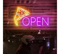 HFHungkeong Pizza Neon Sign Acrylic Open Light up Signs for Business,Led Pizza Wall Art for Pizzeria Shop Kitchen Oven Pizza Party Decorations,Gifts for Pizza Lover,40x20CM/15.7x7.8In