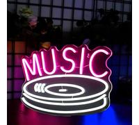 HFHungkeong Record Neon Sign, Music LED Neon Lights For Live Music Room Wall Decor,USB Light Up Signs Recording Sign For Studio Music Room Decor,Gift Ideas for Boys Girls Party Bar,15.7X10.2IN