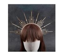 HFHungkeong Sun Goddess Halo Crown Headband, Halo Headband Funny Exaggerated Crown Halloween Witch Dress Up Hair Accessories(Black Star)
