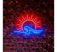 HFHungkeong Sunrize Wave Neon Signs for Wall Decor,LED Arylic Neon Wave Sign with Dimmable Switch,Game Neon Light for Kids Bedroom Gaming Room Dorm Home Bar Man Cave Gifts,16.1x11.3In/41x28.7CM
