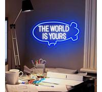 HFHungkeong The World Is Yours Neon Lights Sign Dimmable Led Neon Sign USB Powered Wall Art Lamp Aesthetic Decor for Living Room,Bedroom,Office,Birthday,Wedding