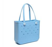 HFHungkeong Tote Beach Bag, 14x5x12In Rubber EVA Beach Hole DIY Handbag Summer Waterproof Storage Bag for Outdoor Sport Travel(Sky Blue)