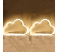 HFHungkeong Warm White Neon Cloud Signs for Girl Boy Bedroom Game Room Birthday Party Decor, LED Cloud Lamp for Kids,Anime Game Neon Lights Powered by USB and Battery(2Pack Warm White)