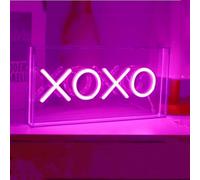 HFHungkeong XOXO Neon Light Signs LED Decorative Sigtures Light Box 3D Pink Neon Sign for Bar Party Kids Room Bedroom,Game Neon Lights Powered by USB