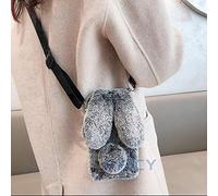 HFICY Girly Faux Fur Fluffy Plush Case For Samsung Galaxy A17 4G/5G Case with 2 Pack Glass Screen Protectors Films Bling Faux Fur Plush Soft Women Back Phone Cover (Gray Rabbit)