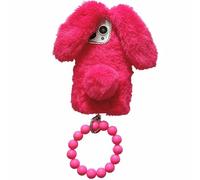 HFICY Girly Faux Fur Fluffy Plush Case For Samsung Galaxy A17 4G/5G Case with 2 Pack Glass Screen Protectors Films Bling Faux Fur Plush Soft Women Back Phone Cover (Rose Pink Rabbit)