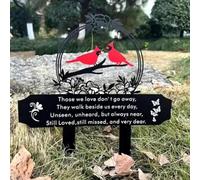 HFINGAQEX Metal Cardinal Cemetery Memorial Stake,Red Cardinals Memorial Plaque Stake Grave Markers for Humans Cemetery Grave Decor for Mom Dad Cemetery Garden Outdoors Yard, Memorial Day Decorations