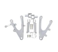 HFJFDQ Motorcycle Front Rider Footrests Bracket Foot Pegs For YZF R1 2004-2006 2005 YZFR1 Silver/Black