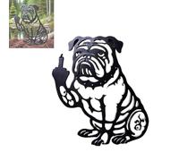 HFJKBGFIEGJS Creative Bulldog Metal Garden Decor,Middle Finger Bulldog Flipping Off Metal Sign,Outdoor Black Puppy Silhouette Ornament,Funny Animal Decor Yard Garden Patio Lawn