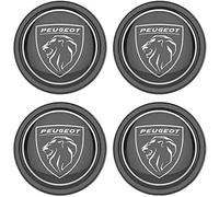 HFLKKC 4pcs Car Hub Centre Caps Sticker, For Peugeot, 56mm, Waterproof Dustproof Wheel Hub Cover Sticker, Rust-Proof Hubcaps Trims Accessories,Black