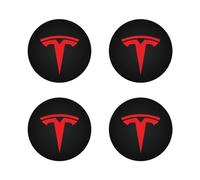 HFLKKC 4pcs Car Hub Centre Caps Sticker, For Tesla Model Y Model 3, 60mm, Waterproof Dustproof Wheel Hub Cover Sticker, Rust-Proof Hubcaps Trims Accessories