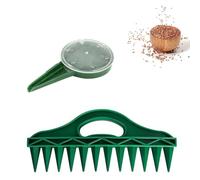 HFLWYWD 12-Hole Soil Digger and Seed Spacer for Planting Seeds,Seeding Punch,Manual Transplanting Dispenser Soil Hole Puncher,Seeds Sow Dibbler Soil Digger Gardening Hand Tool,Gift for Gardener (Set)