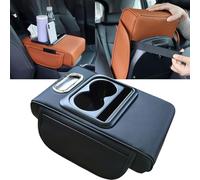 HFLWYWD Car Armrest Cushion,5-in-1 Center Console Cover with 2 Storage Bags Cup Holder, Tissue Box Slot, Phone Slot for Car Sedans,Car Interior Accessories for Most Vehicle, SUV, Truck,Cars (Black)